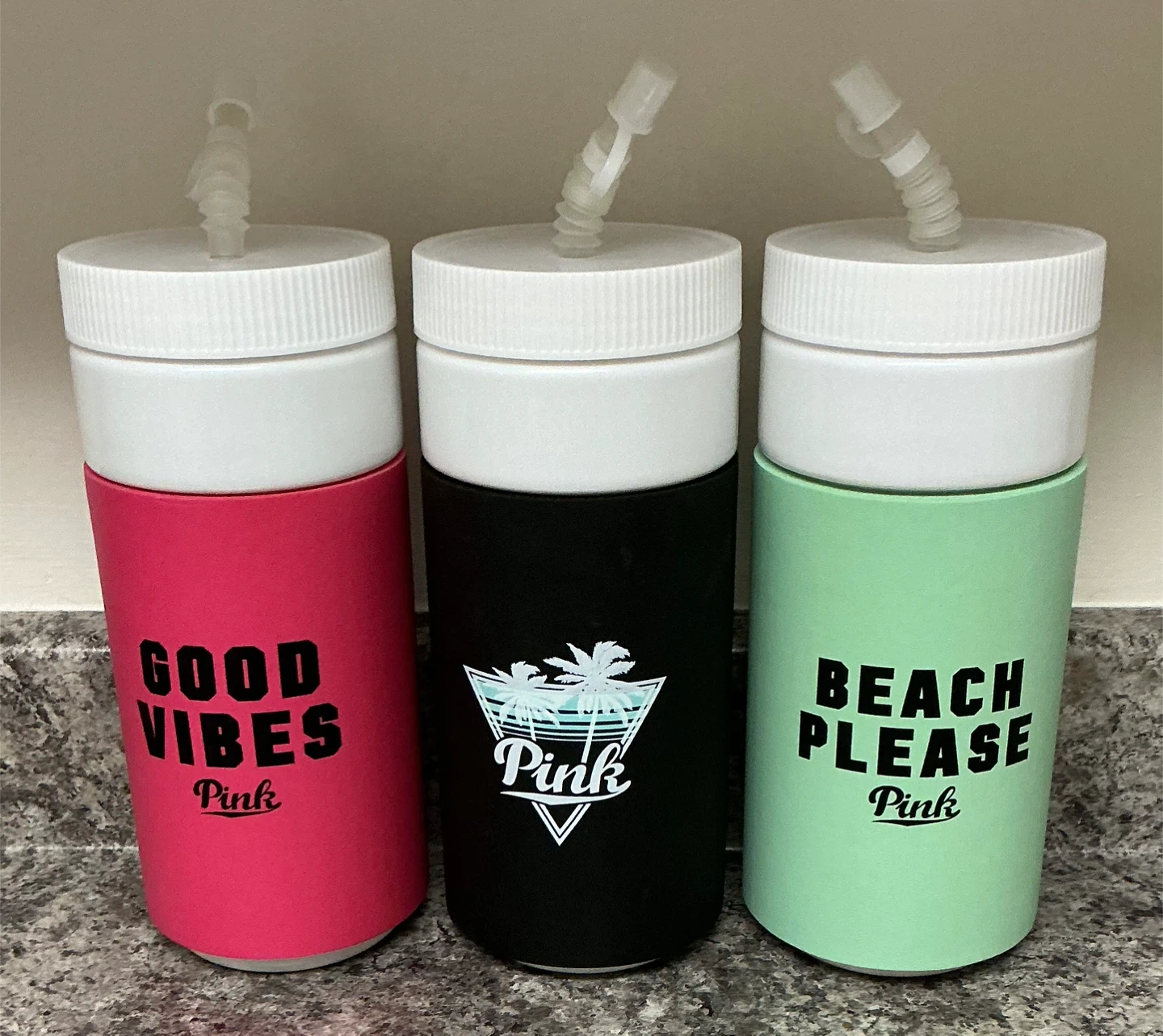 3 Pink Tumblers with Straws - photo 2