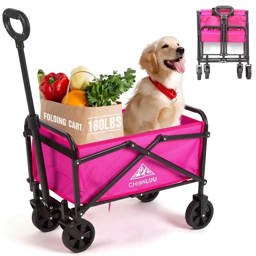 Small Collapsible Wagon up to 180lbs, Mini Pink Portable