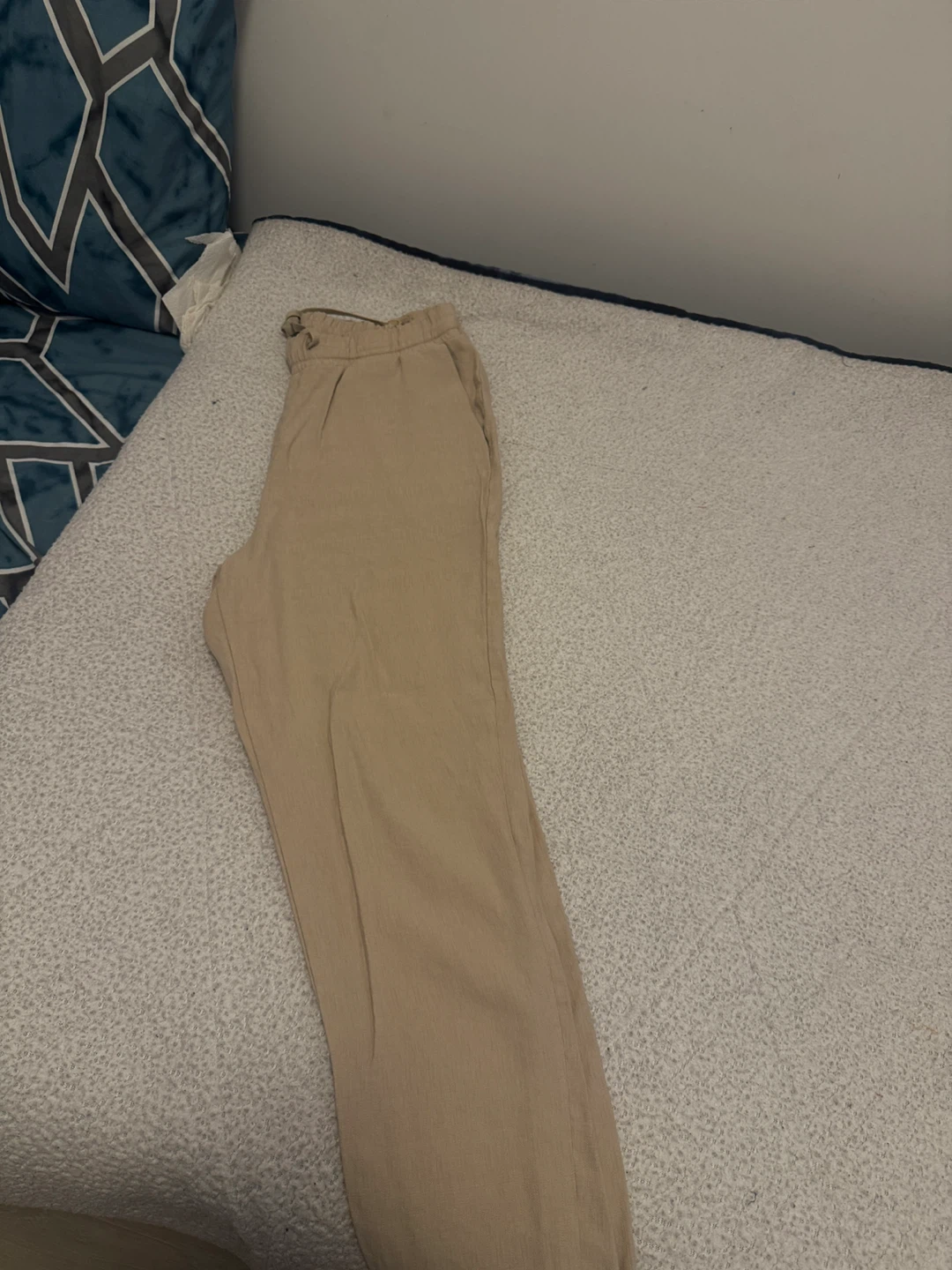 Beige  Linen Blend Pants