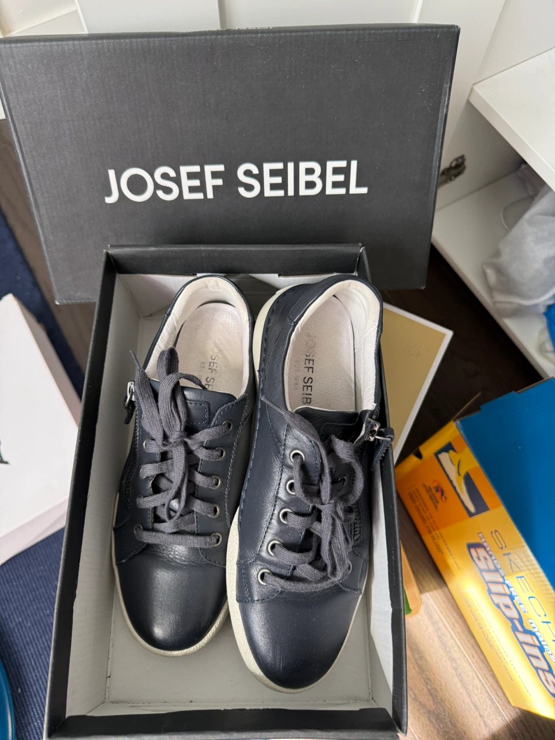 Josef Seibel Navy Leather Sneakers