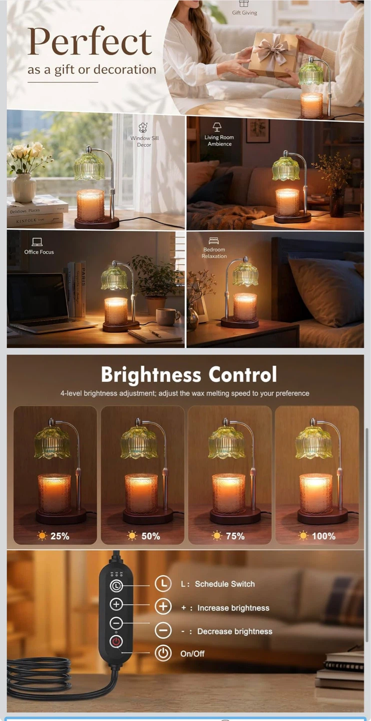 Green Candle Warmer Lamp with Timer and Dimmer - photo 4