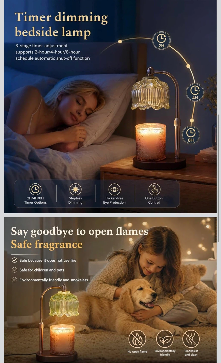 Green Candle Warmer Lamp with Timer and Dimmer - photo 3