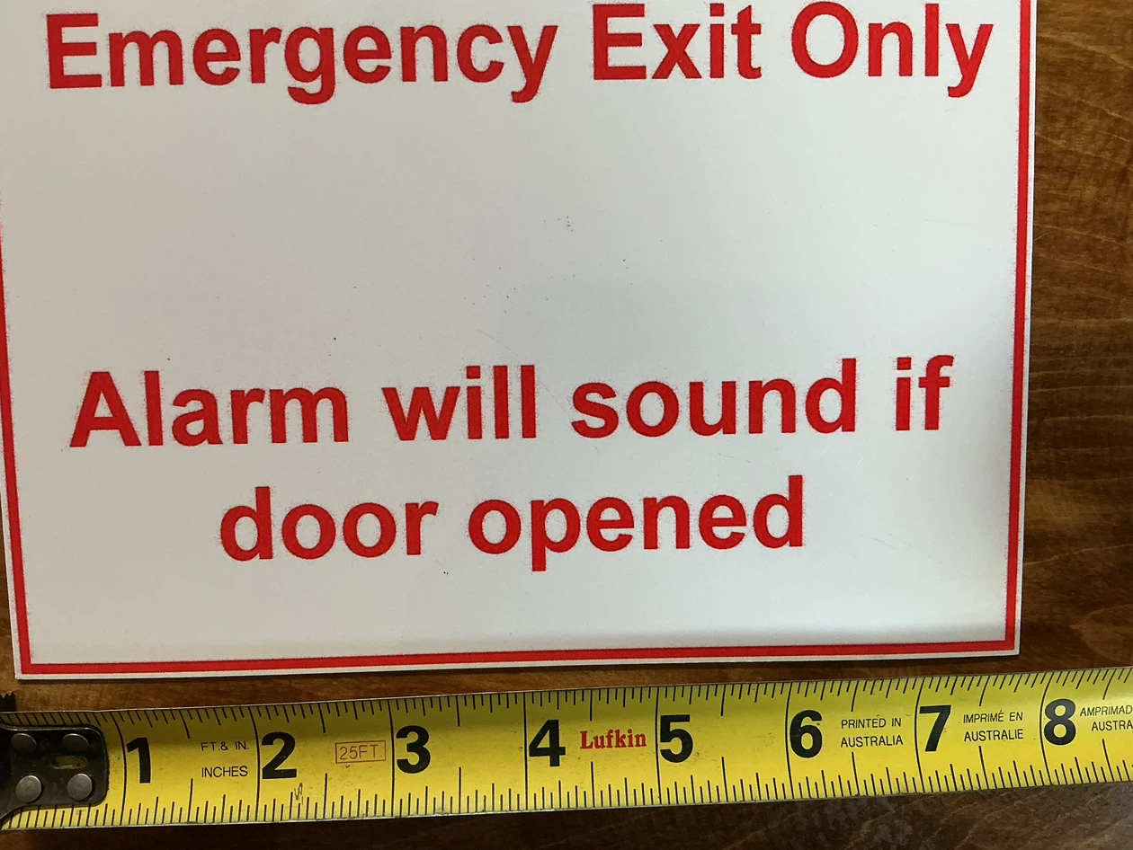Metal “Emergency Exit Only Alarm Sound If Door Opened” Sign - photo 3