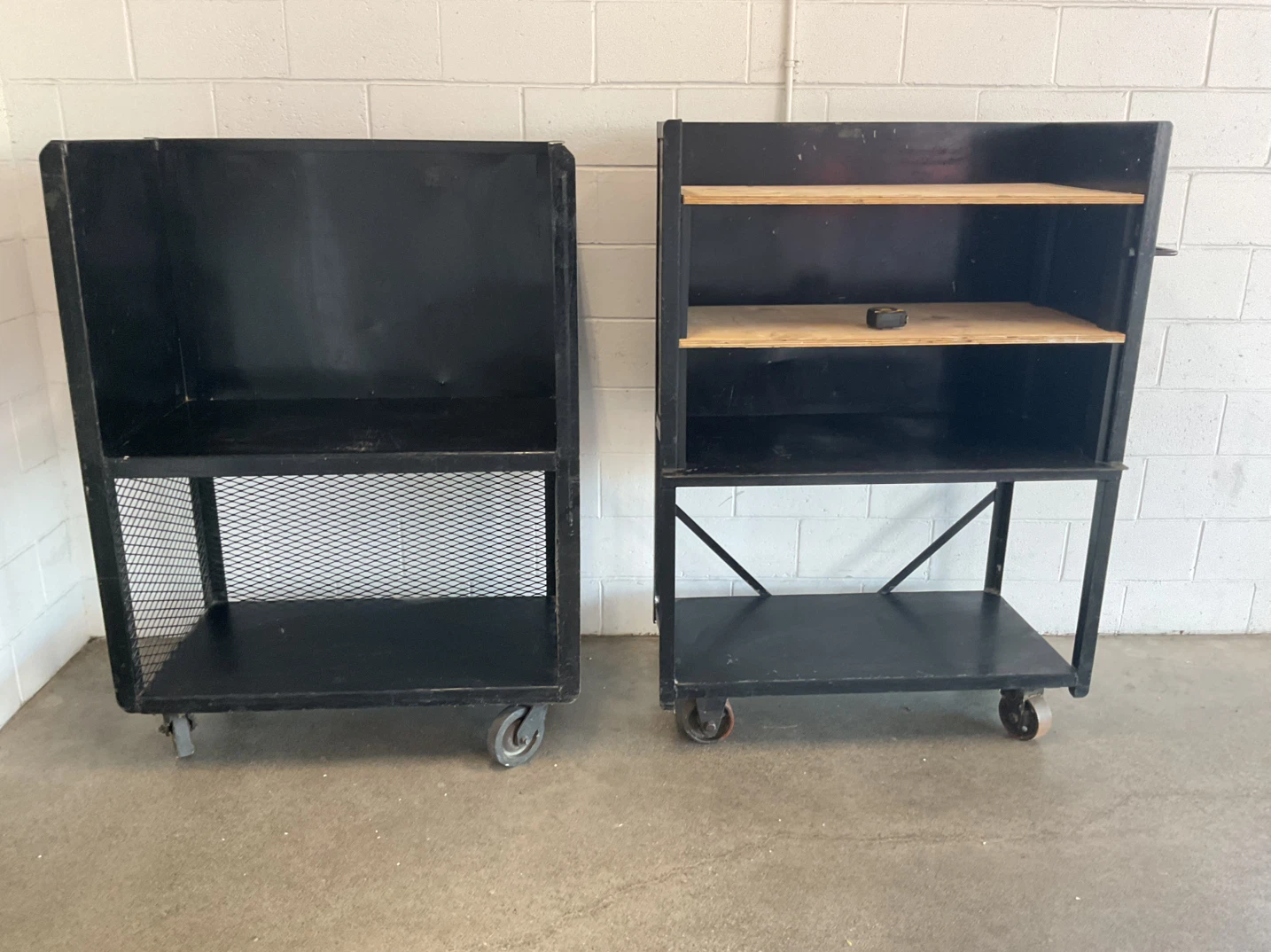 Black Metal Utility Cart with Wheels