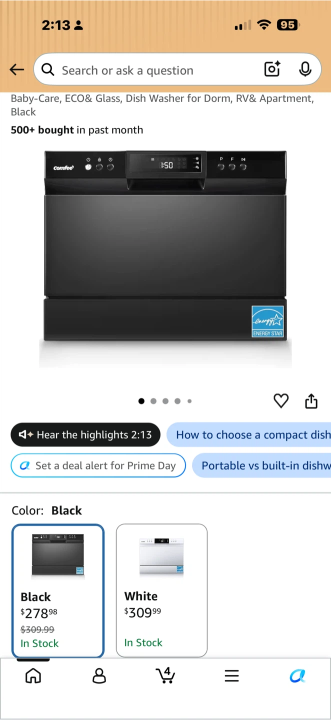 Comfee Countertop Dishwasher - Black