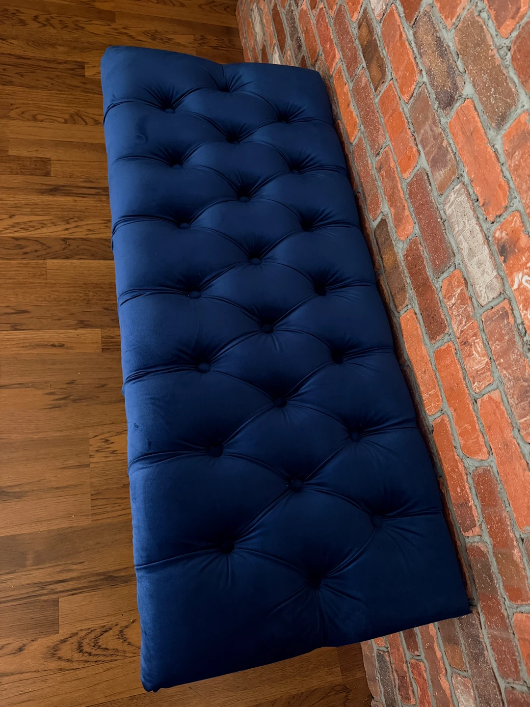 Blue Velvet Tufted Bench - photo 2