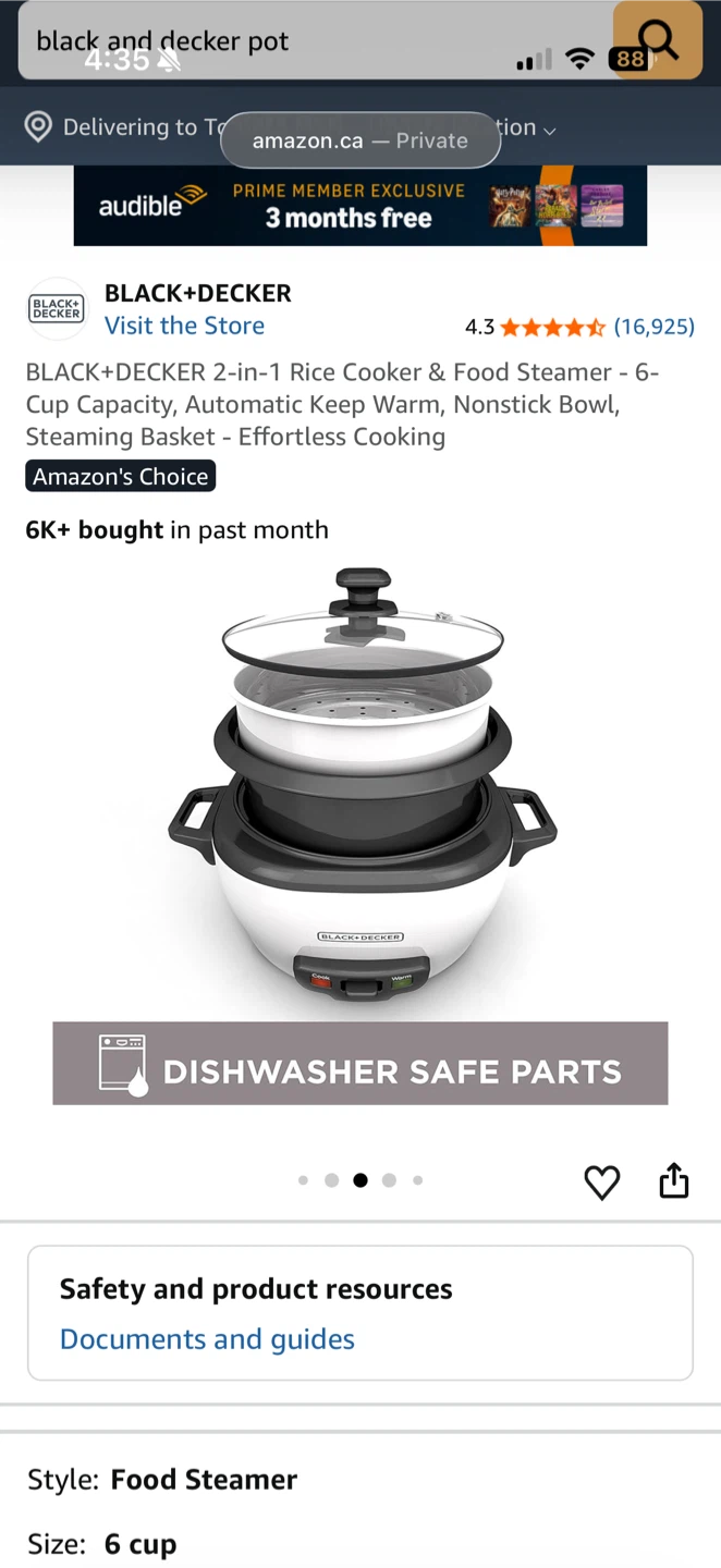 BLACK+DECKER 6-Cup Rice Cooker & Food Steamer