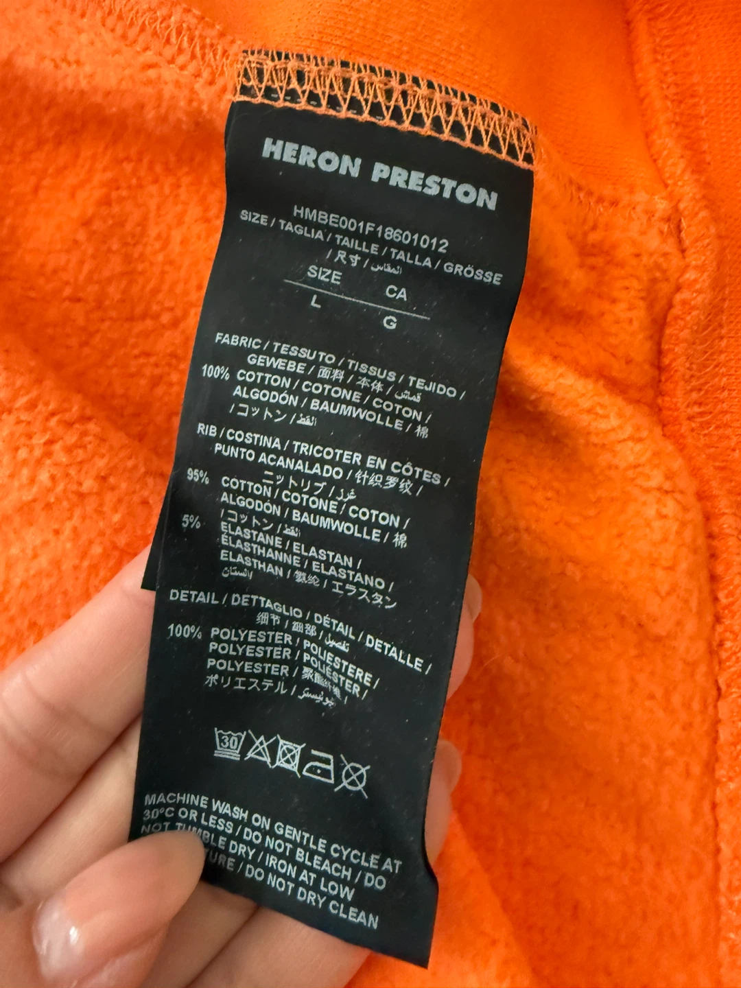 Heron Preston Orange Zip-Up Hoodie - Size L - photo 3