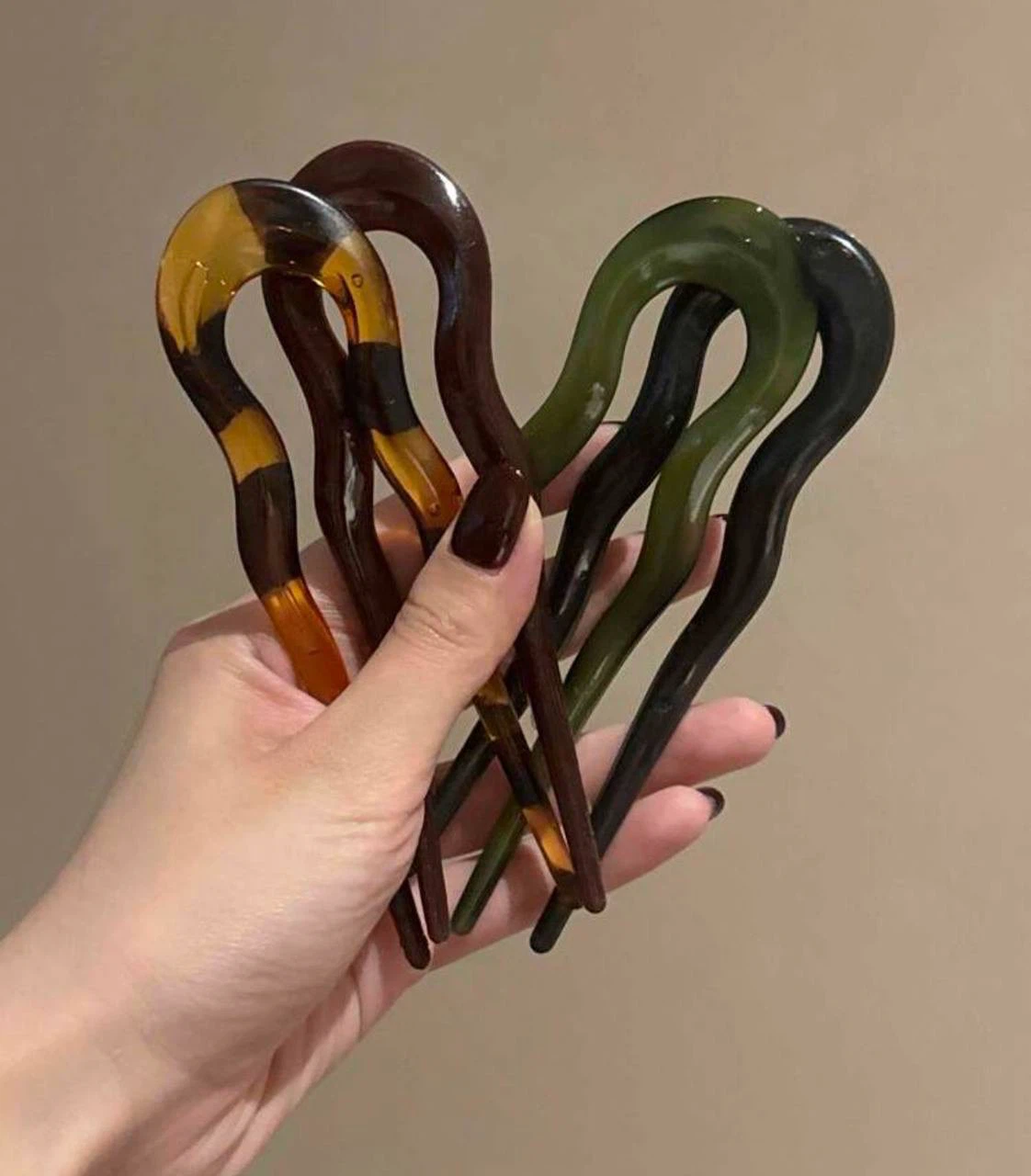 U-shaped hair stick bun pin — set of 4