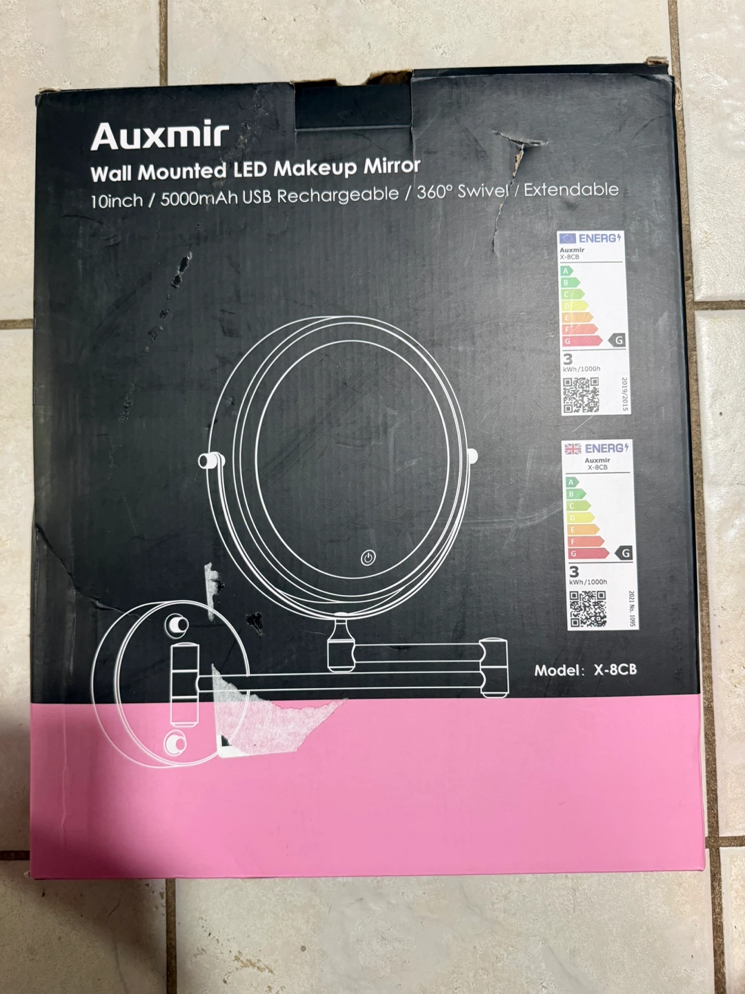 Black Wall Mounted LED Makeup Mirror 10inch - photo 2