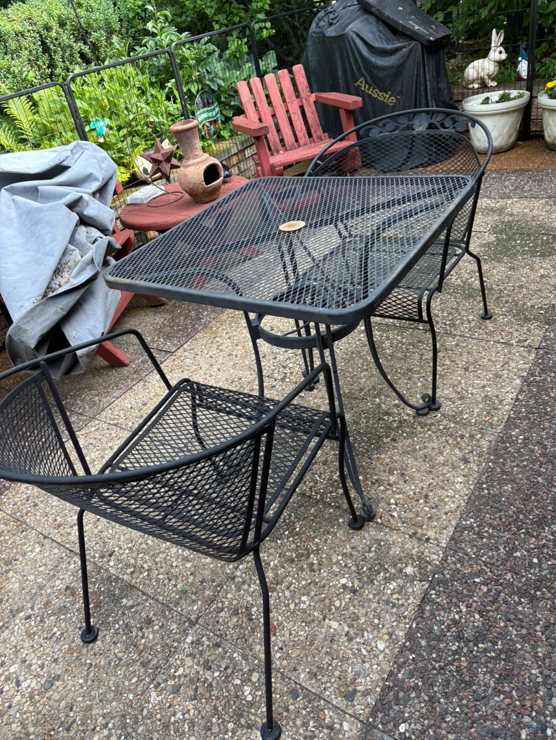 Wrought iron table and chairs
