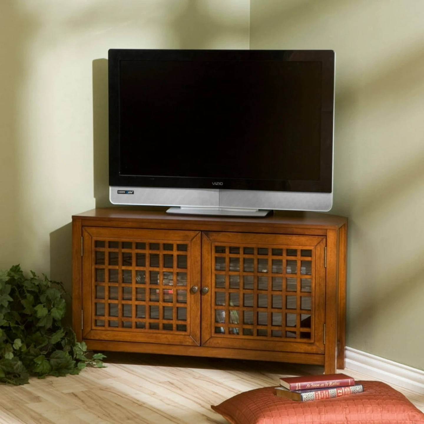 A TV trolley and Wooden Accent Table with Two Drawers
