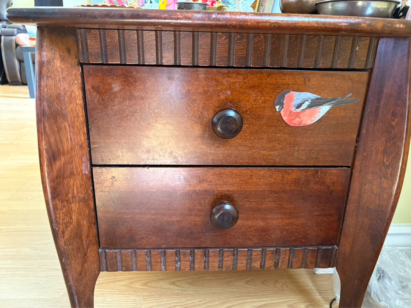 A TV trolley and Wooden Accent Table with Two Drawers - photo 2