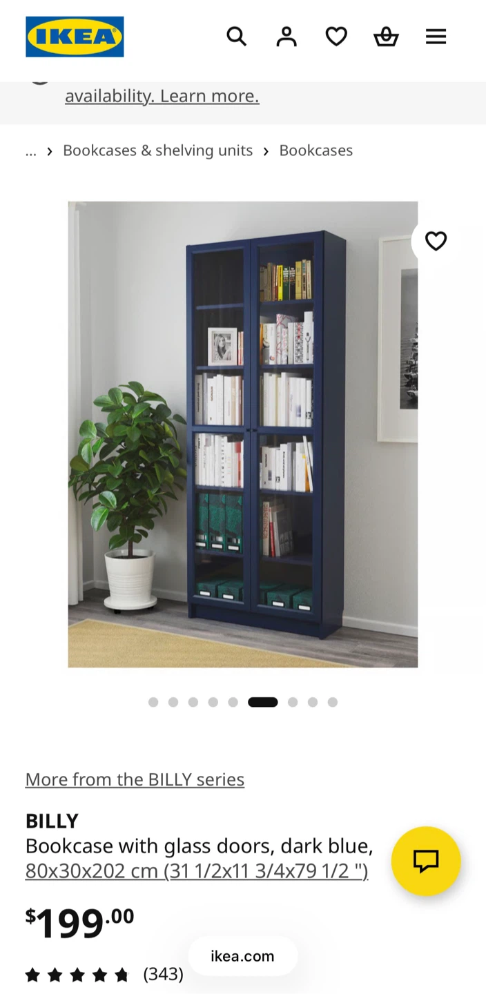 Half price! Navy Blue Display Cabinet with Glass Doors (x2)