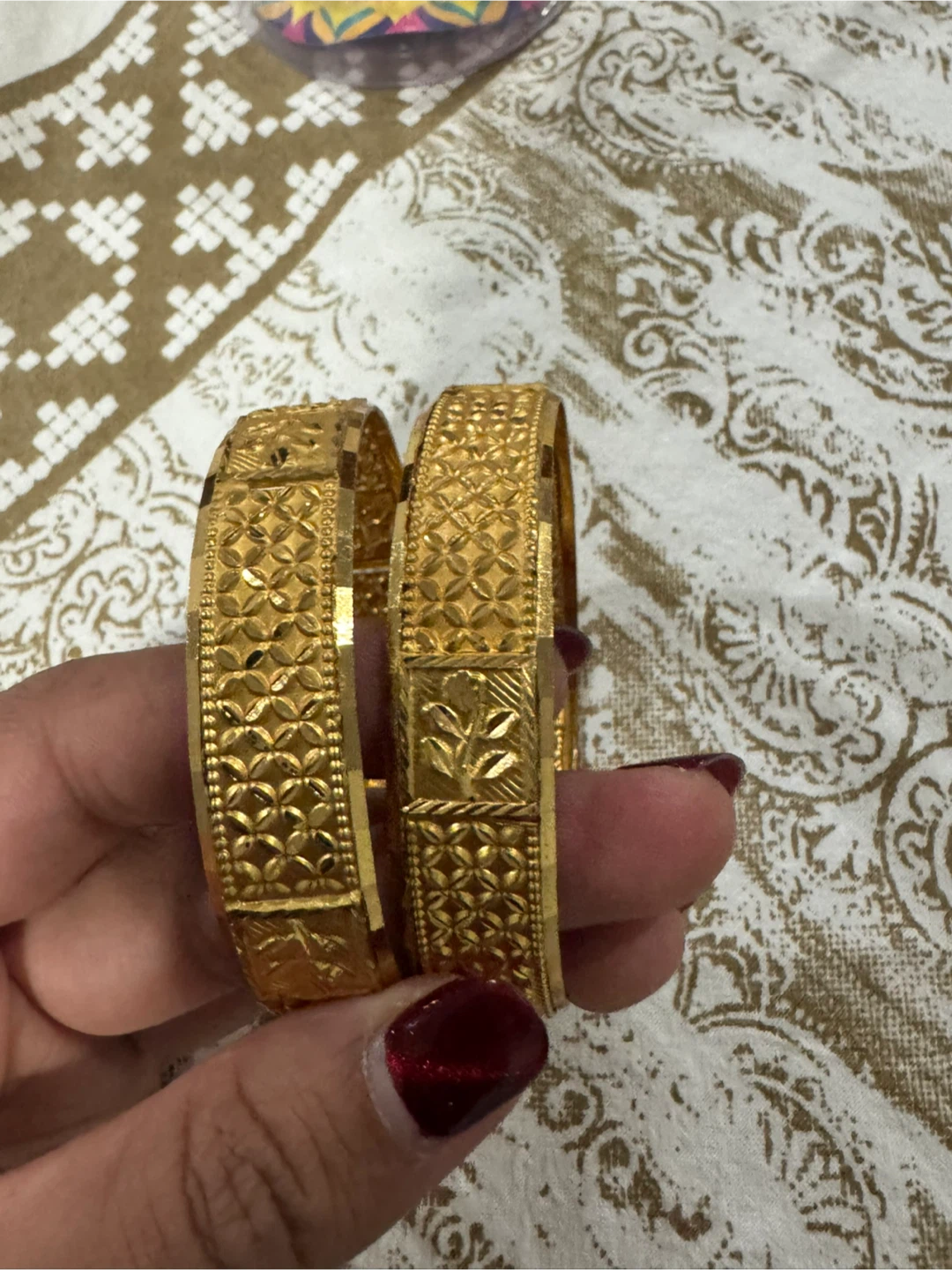 Gold Tone Ornate Bangle Bracelets (Set of 2) - photo 3