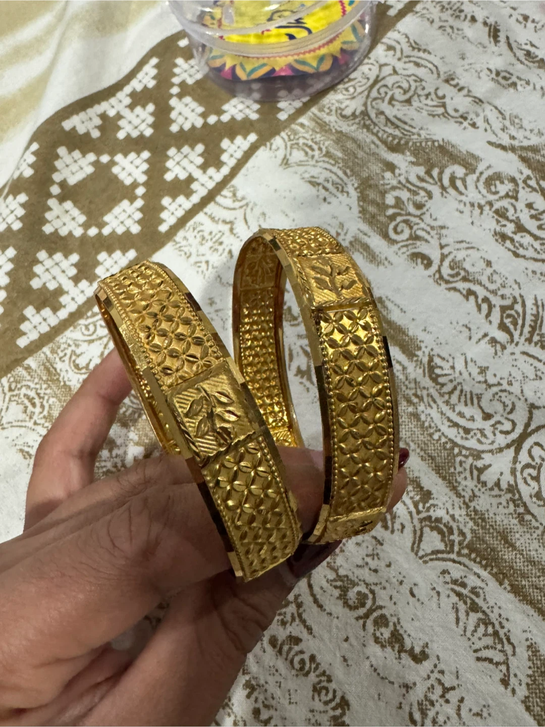 Gold Tone Ornate Bangle Bracelets (Set of 2) - photo 4