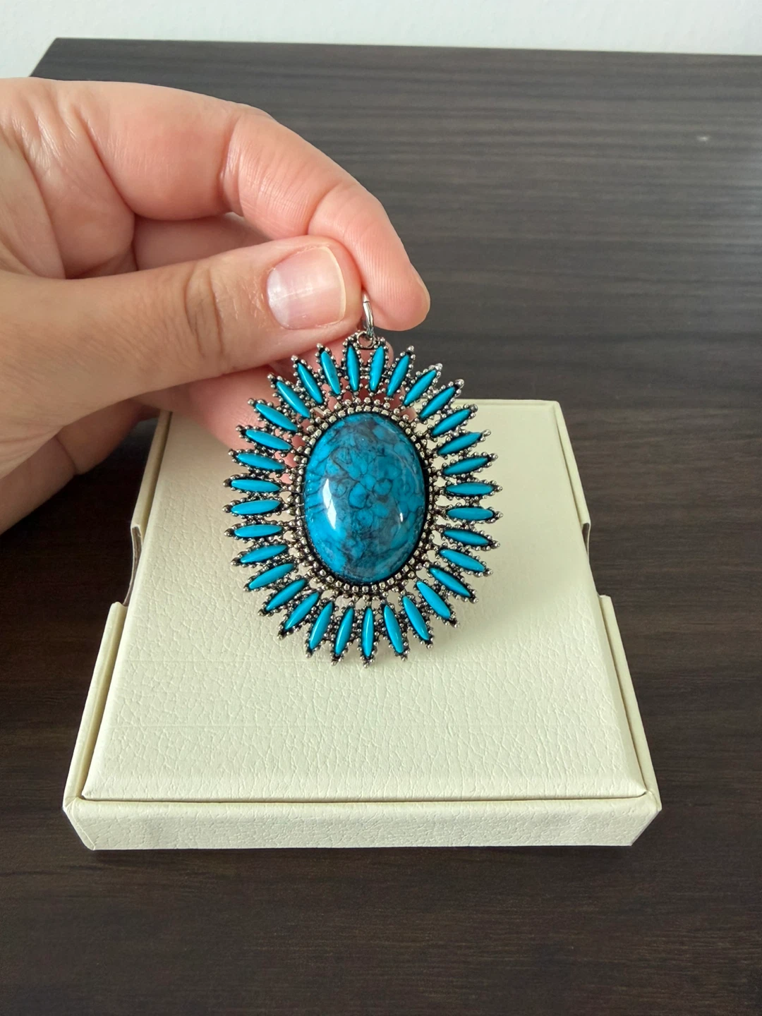 Turquoise Sunburst Pendant Necklace - photo 2