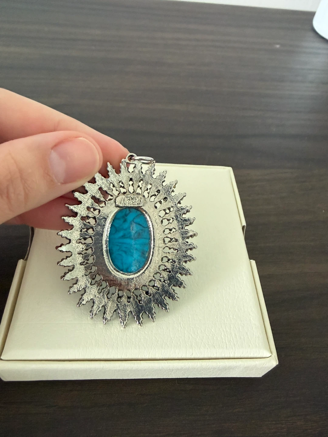 Turquoise Sunburst Pendant Necklace - photo 3