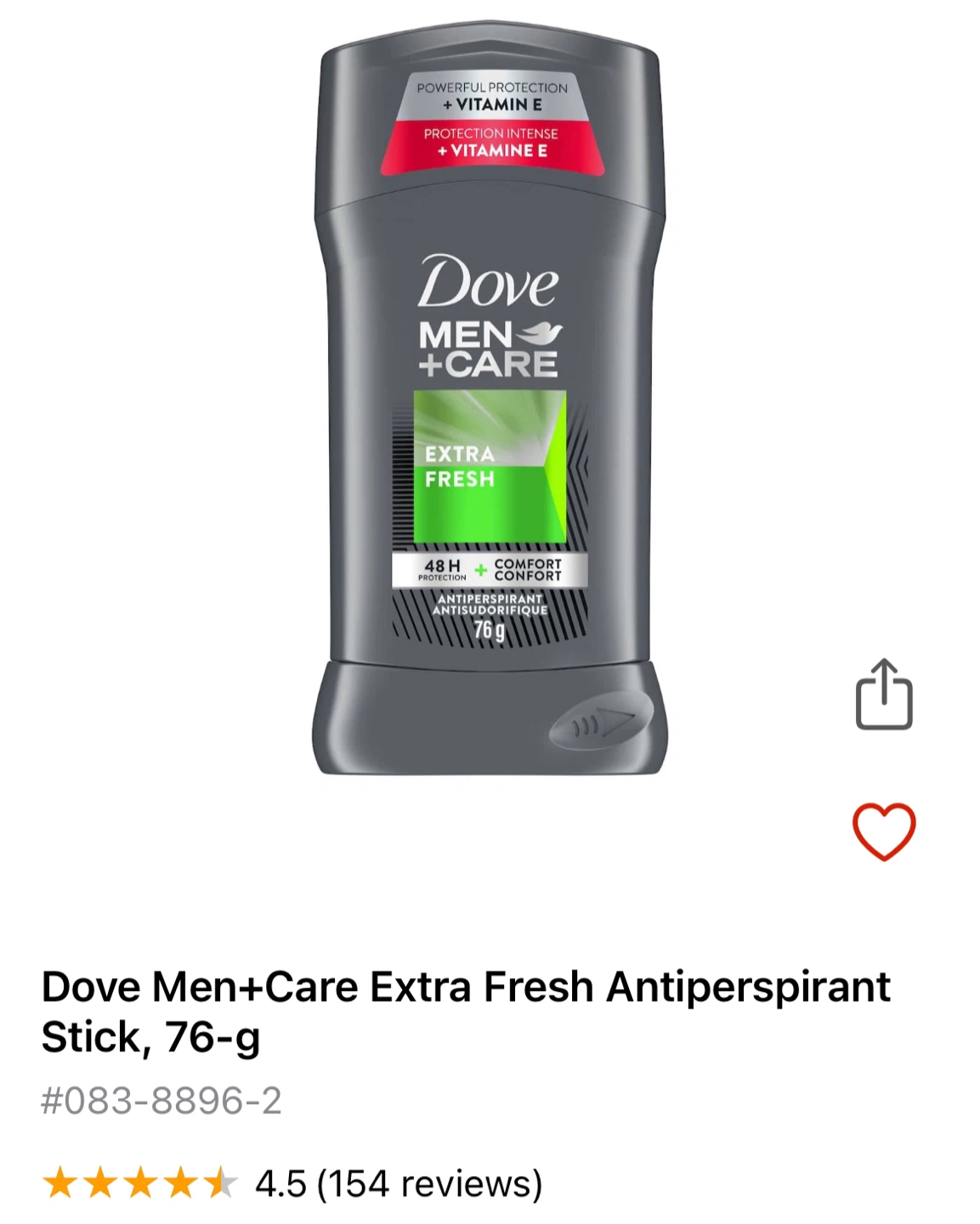 Dove Men+Care Extra Fresh Antiperspirant Stick, 76g