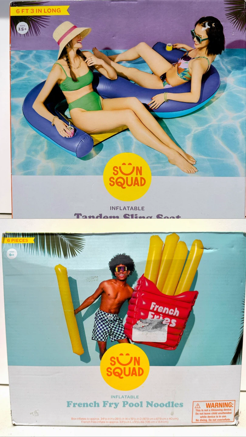 Inflatable pool floats. BUY 2, GET 1 FREE