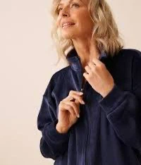 La Vie en Rose Navy Velour Zip-Up Jacket - photo 2