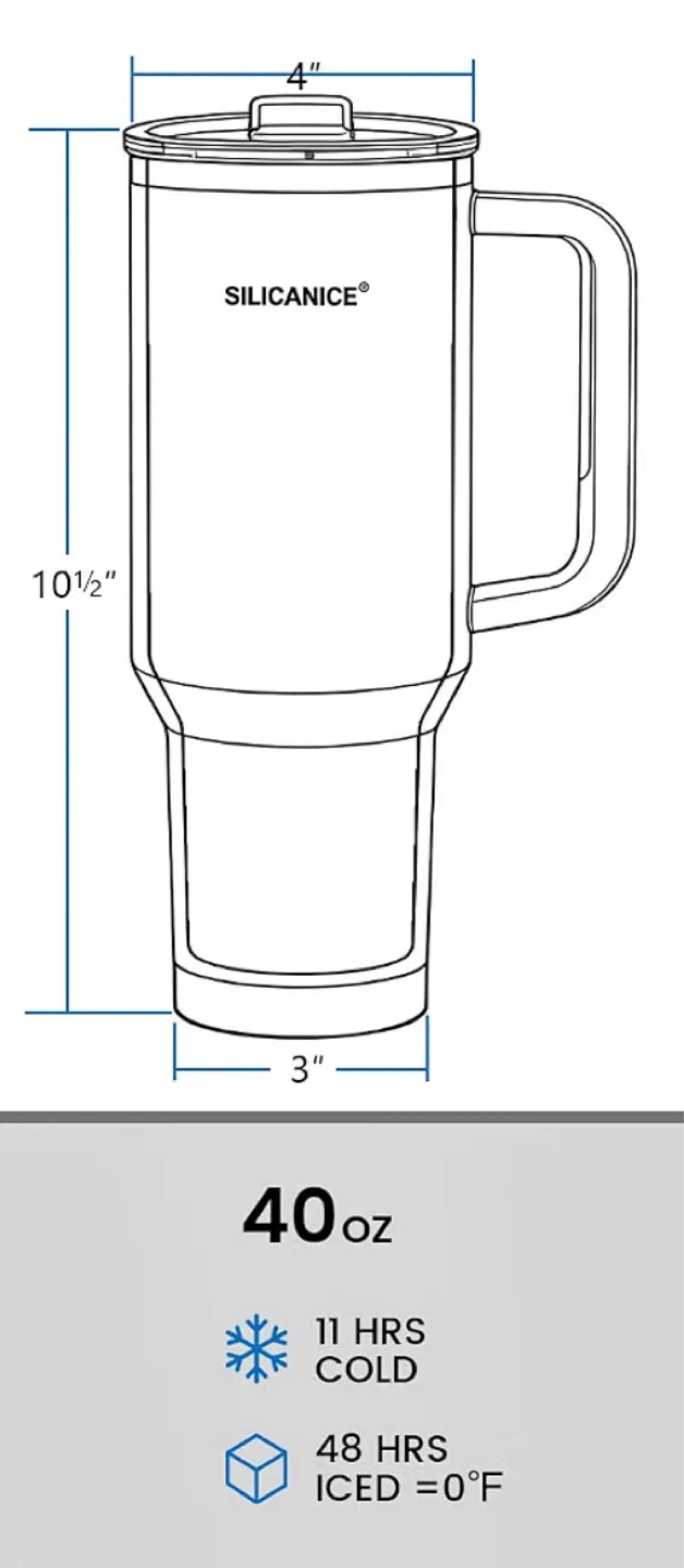Silicanice 40 oz Travel Tumbler with Handle - Black - photo 4