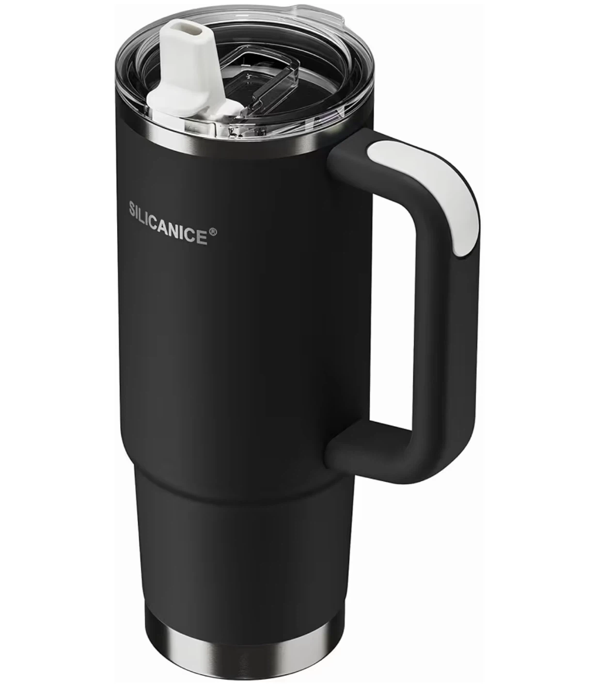 Silicanice 40 oz Travel Tumbler with Handle - Black