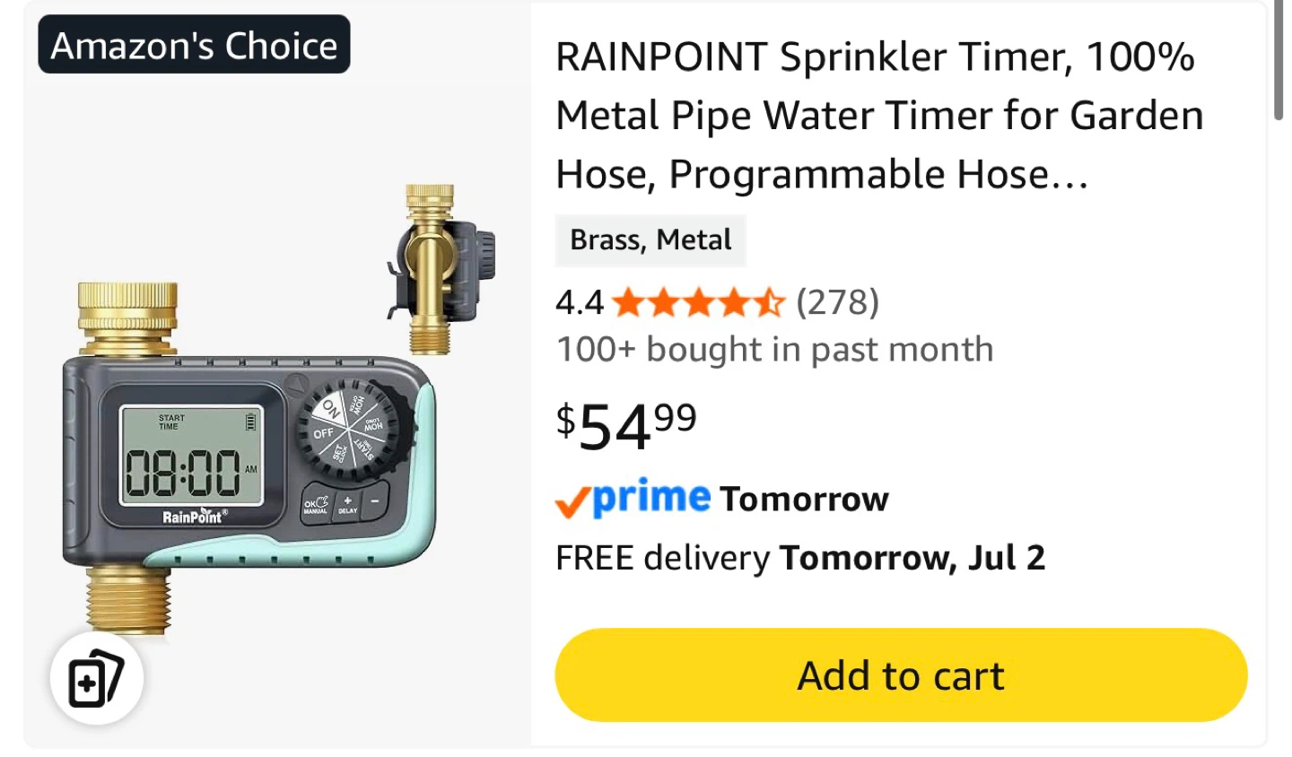 RainPoint 1-Zone Water Timer