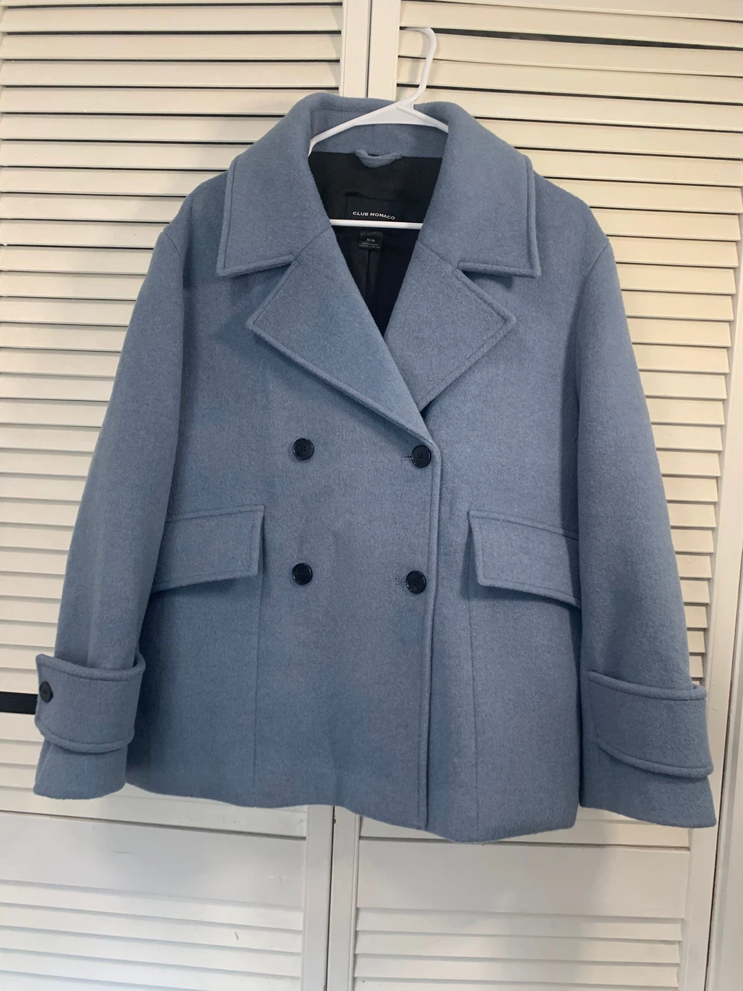 Club Monaco Blue Wool Blend Pea Coat (Retails for $200)
