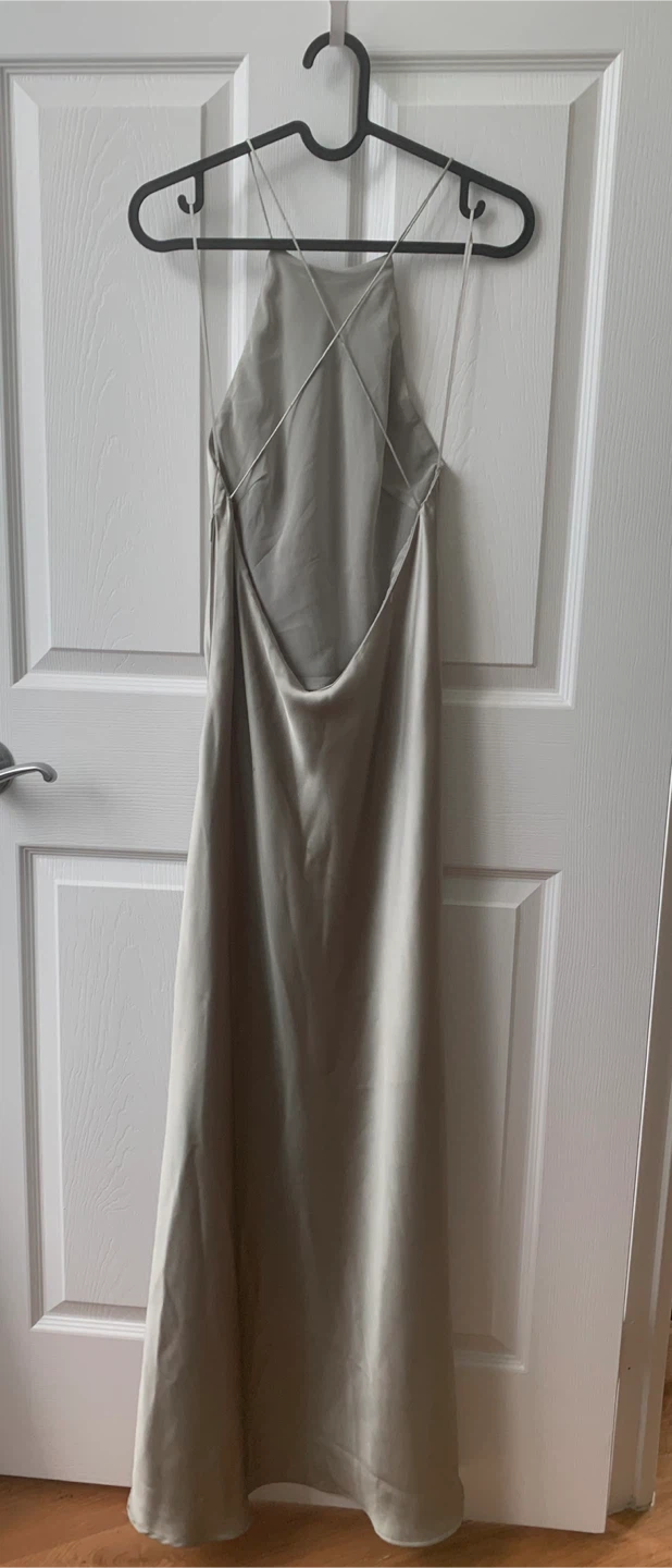 Zara Sage Green Satin Slip Dress - photo 5