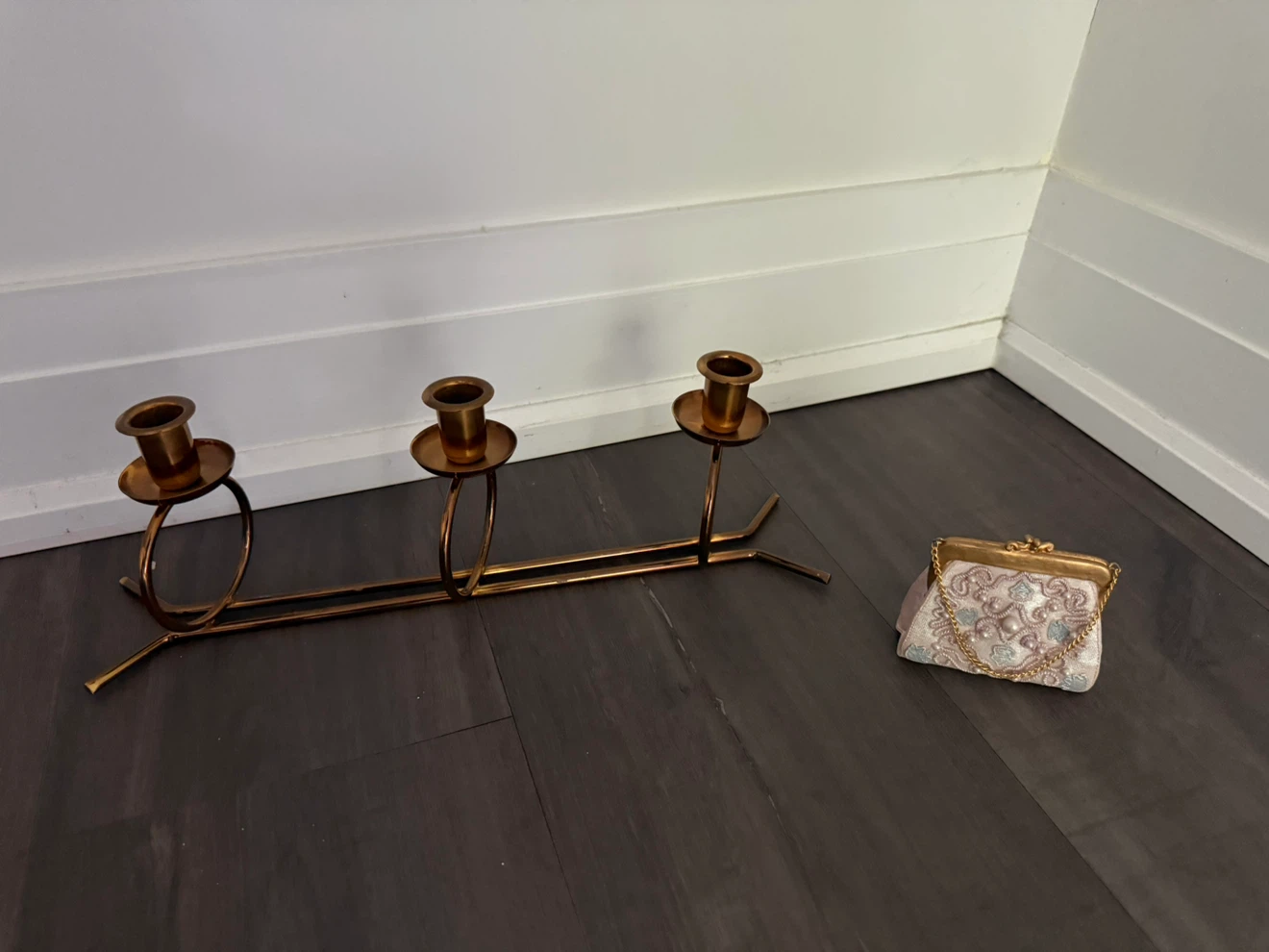 Brass Toned 3-Arm Candelabra