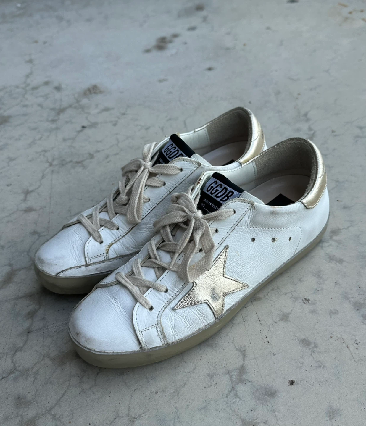 Golden Goose White & Gold Star Sneakers