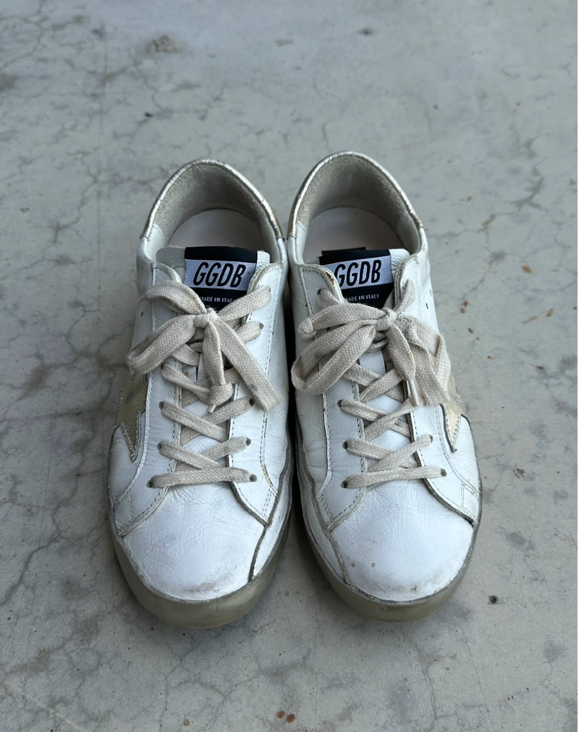 Golden Goose White & Gold Star Sneakers - photo 5