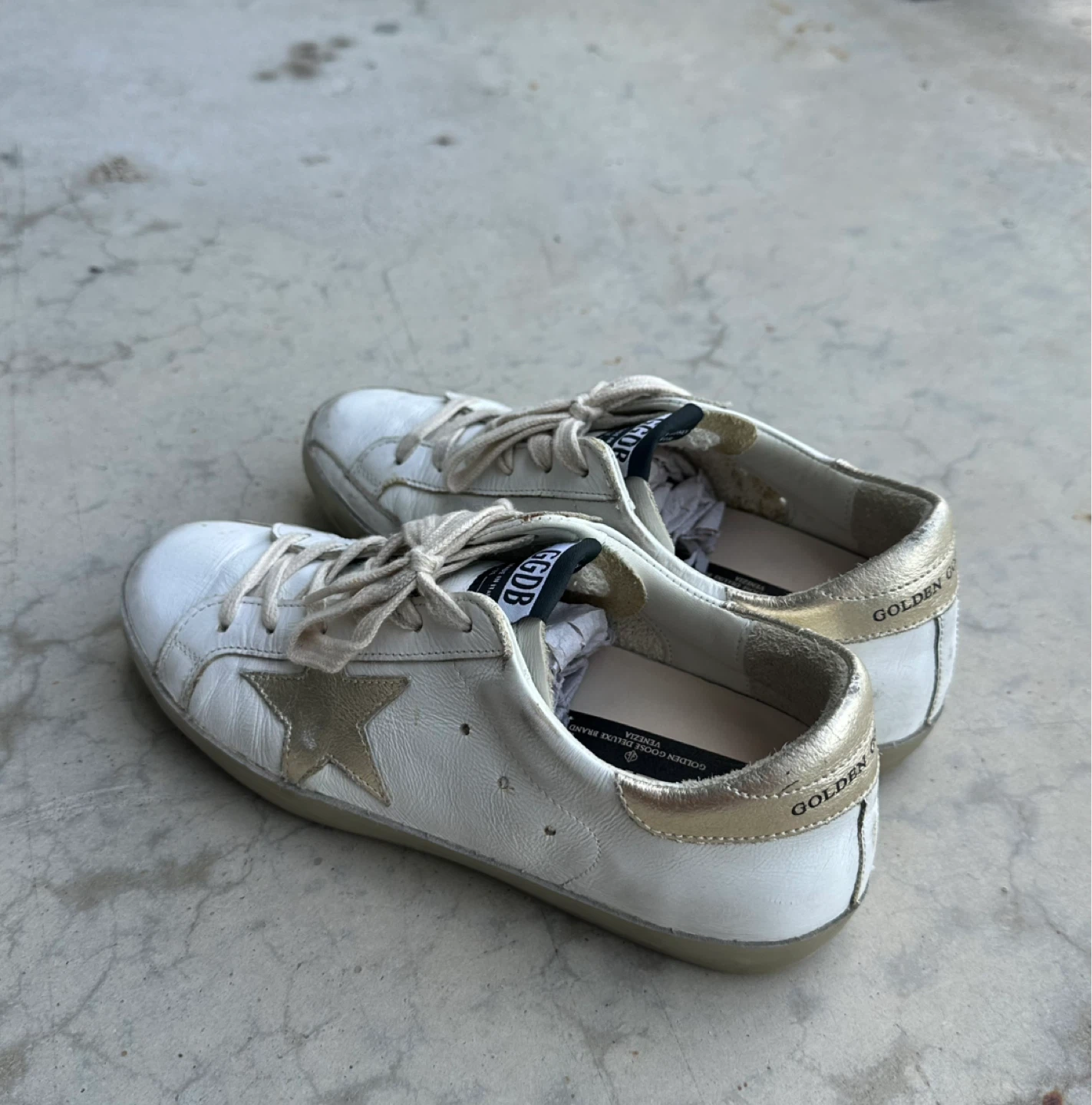 Golden Goose White & Gold Star Sneakers - photo 2