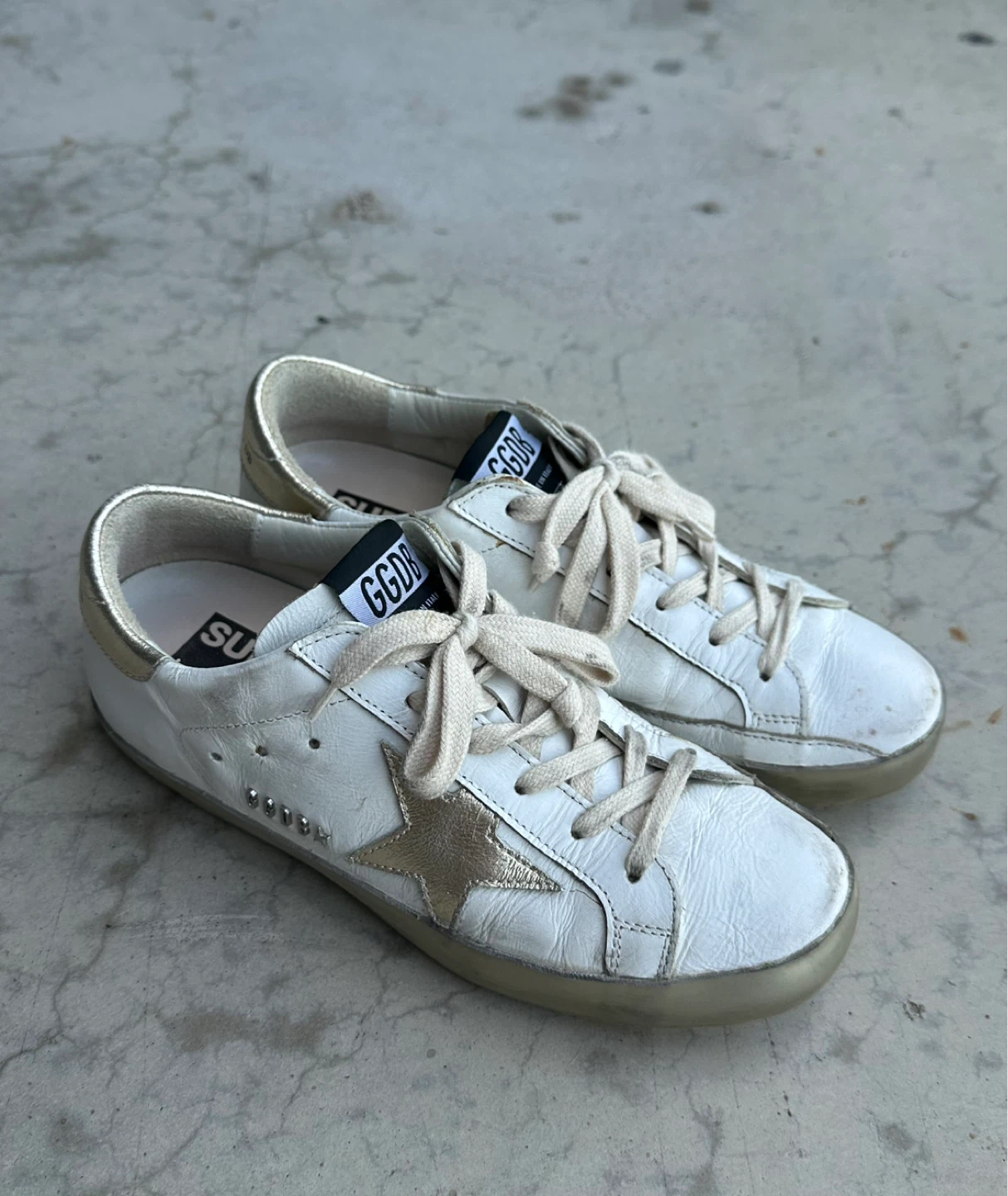 Golden Goose White & Gold Star Sneakers - photo 4