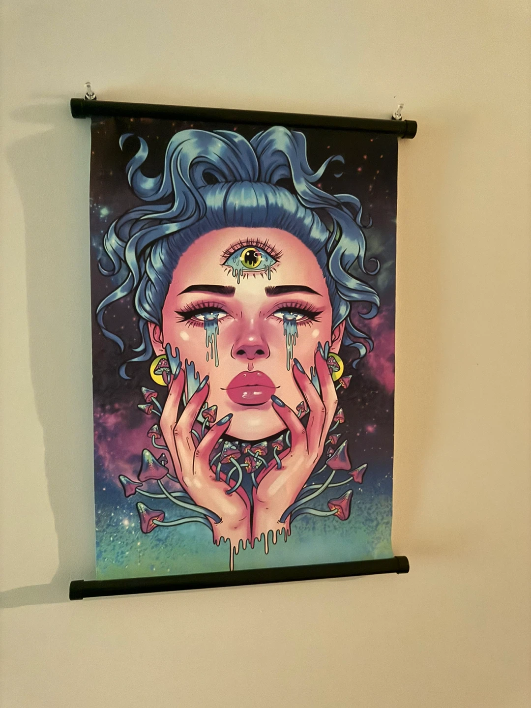 Psychedelic Mushroom Girl Wall Tapestry