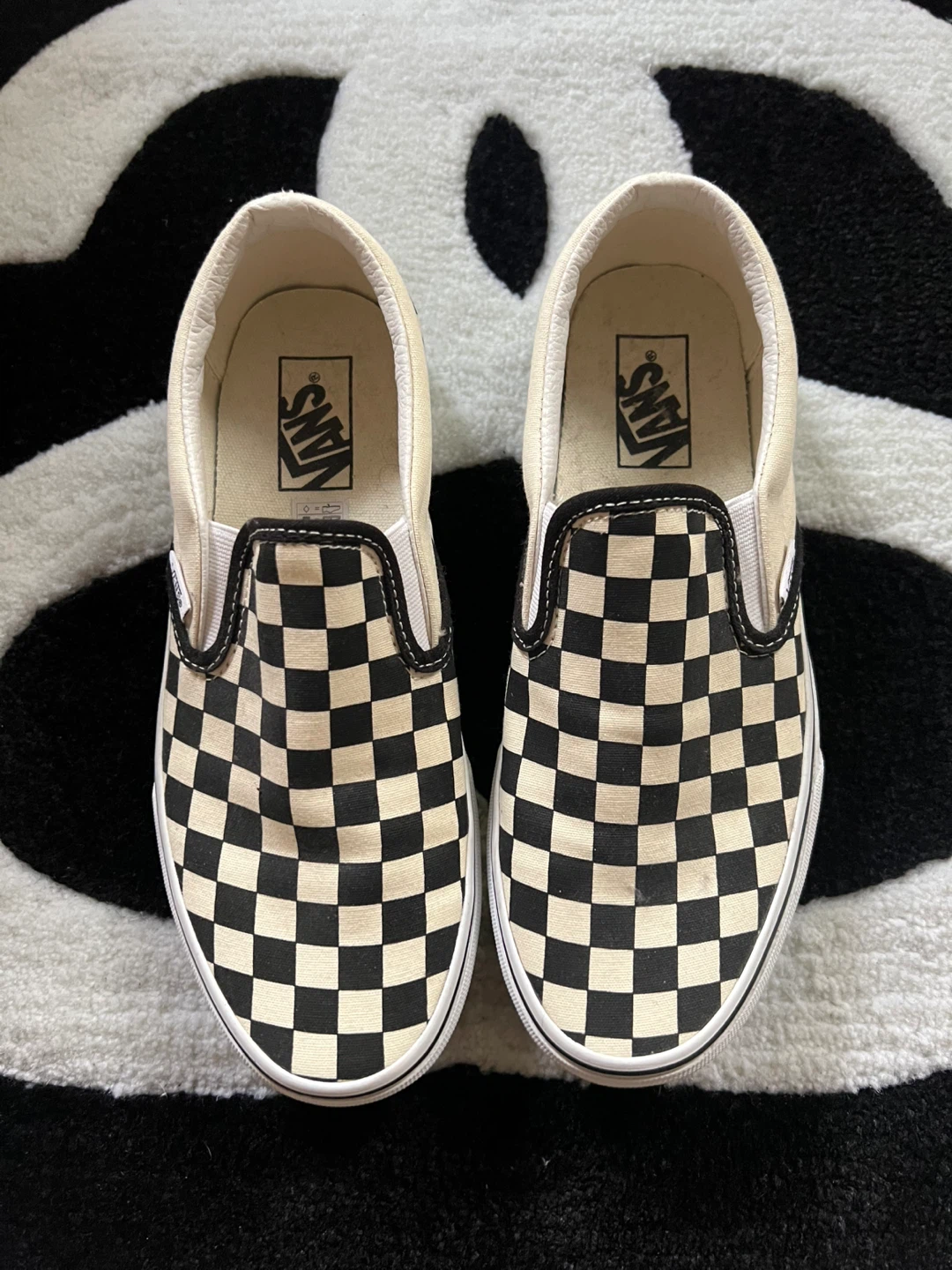Vans Slip-On Checkerboard Cream/Black Shoes US Men's 7.5