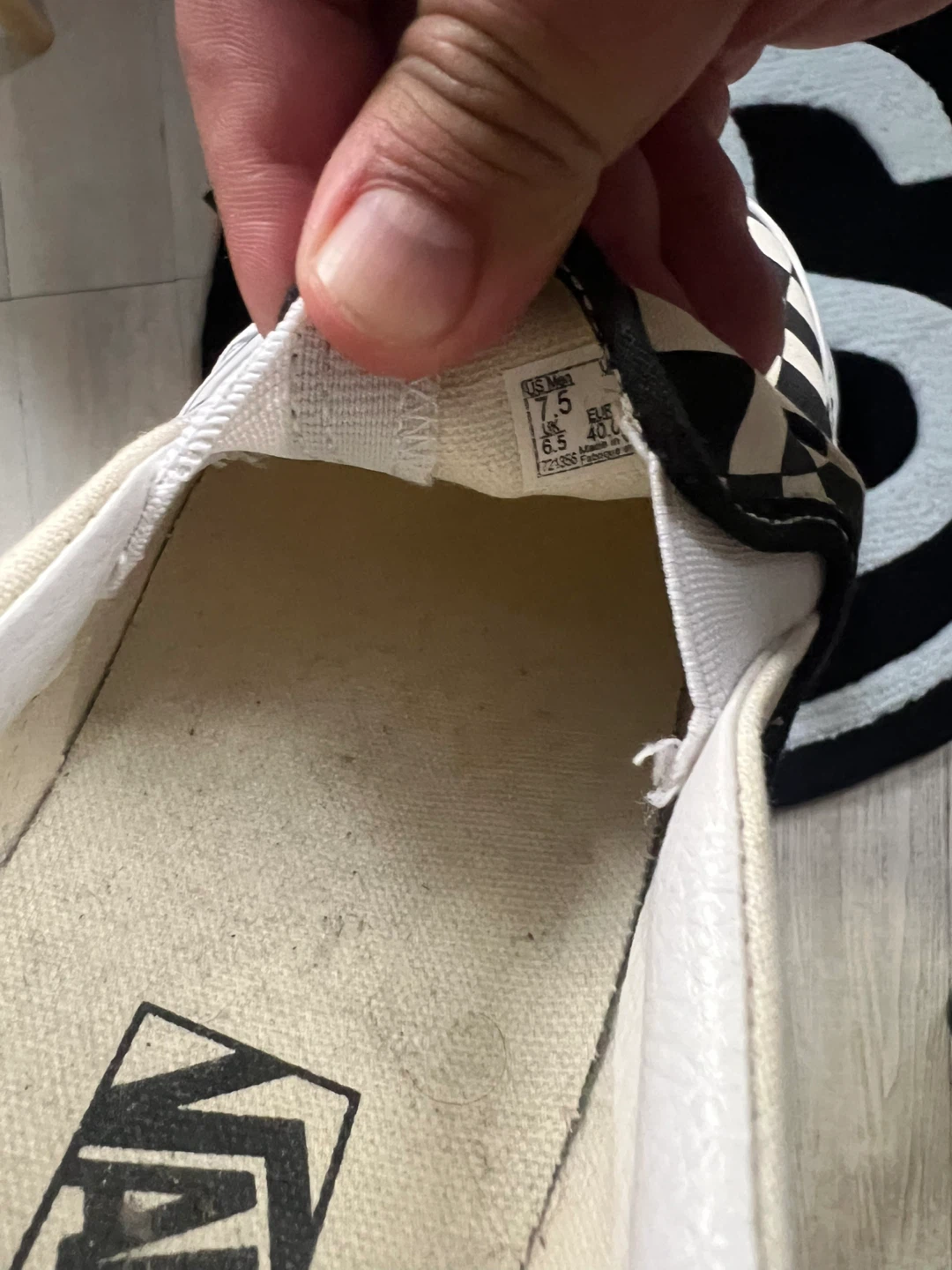 Vans Slip-On Checkerboard Cream/Black Shoes US Men's 7.5 - photo 4