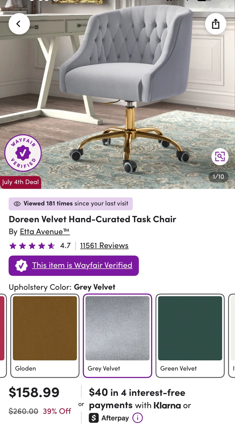 Etta Avenue Doreen Velvet Task Chair - photo 4