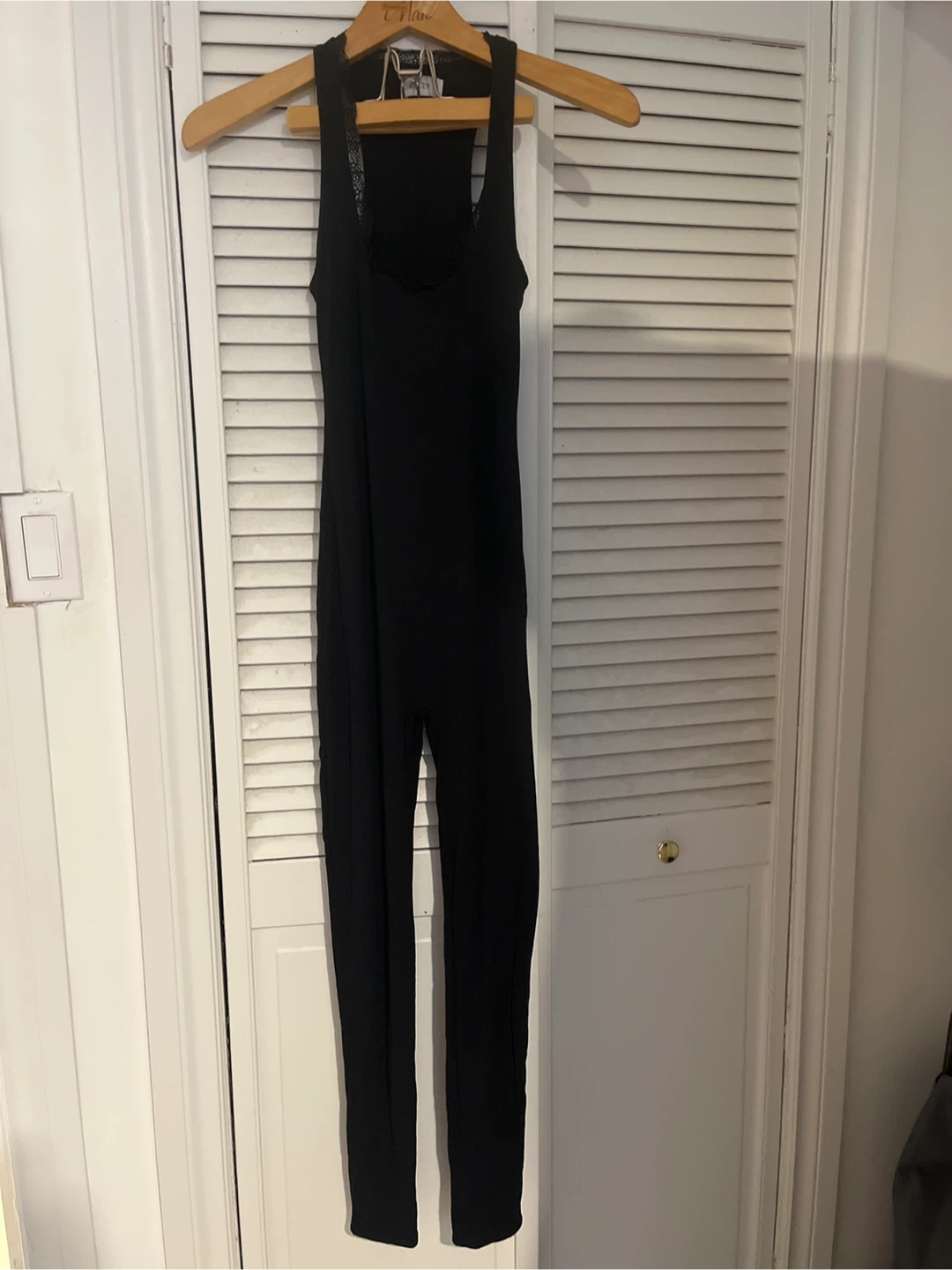 Polly Black Lace Trimmed Jumpsuit - Size M