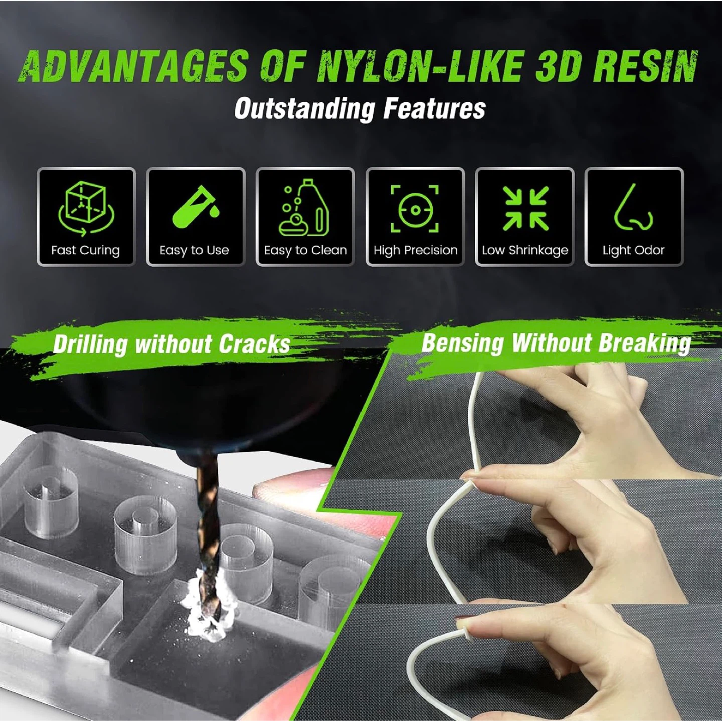 SUNLU 3D Printer Resin - Nylon-Like Dark Grey, 1000g - photo 5
