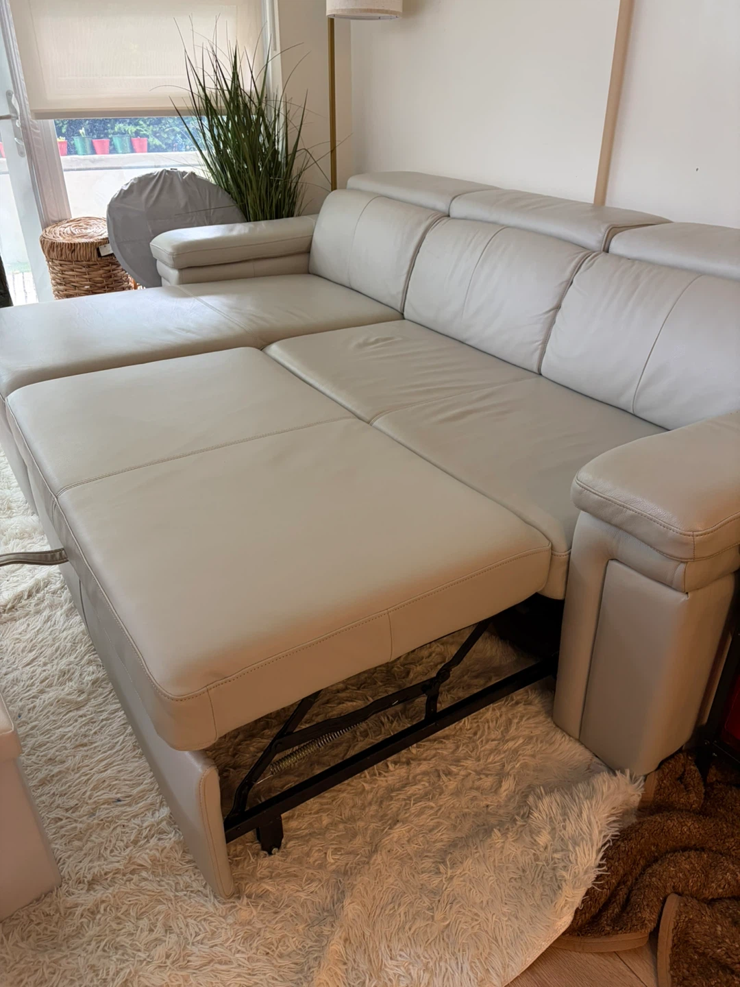Grey Leather Sectional Sofa Bed - photo 2