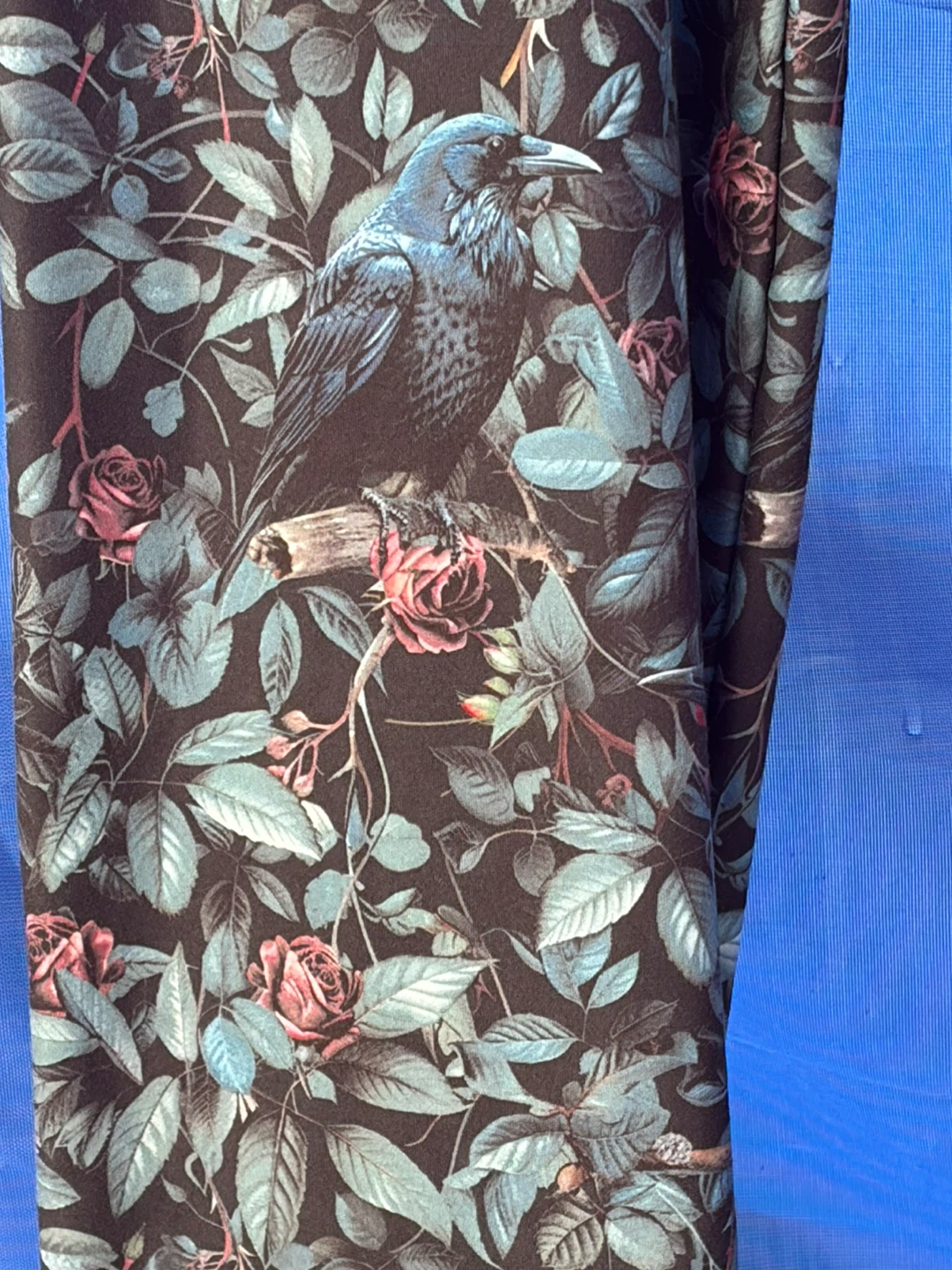 Black Crow & Rose Print Leggings w/Pockets
