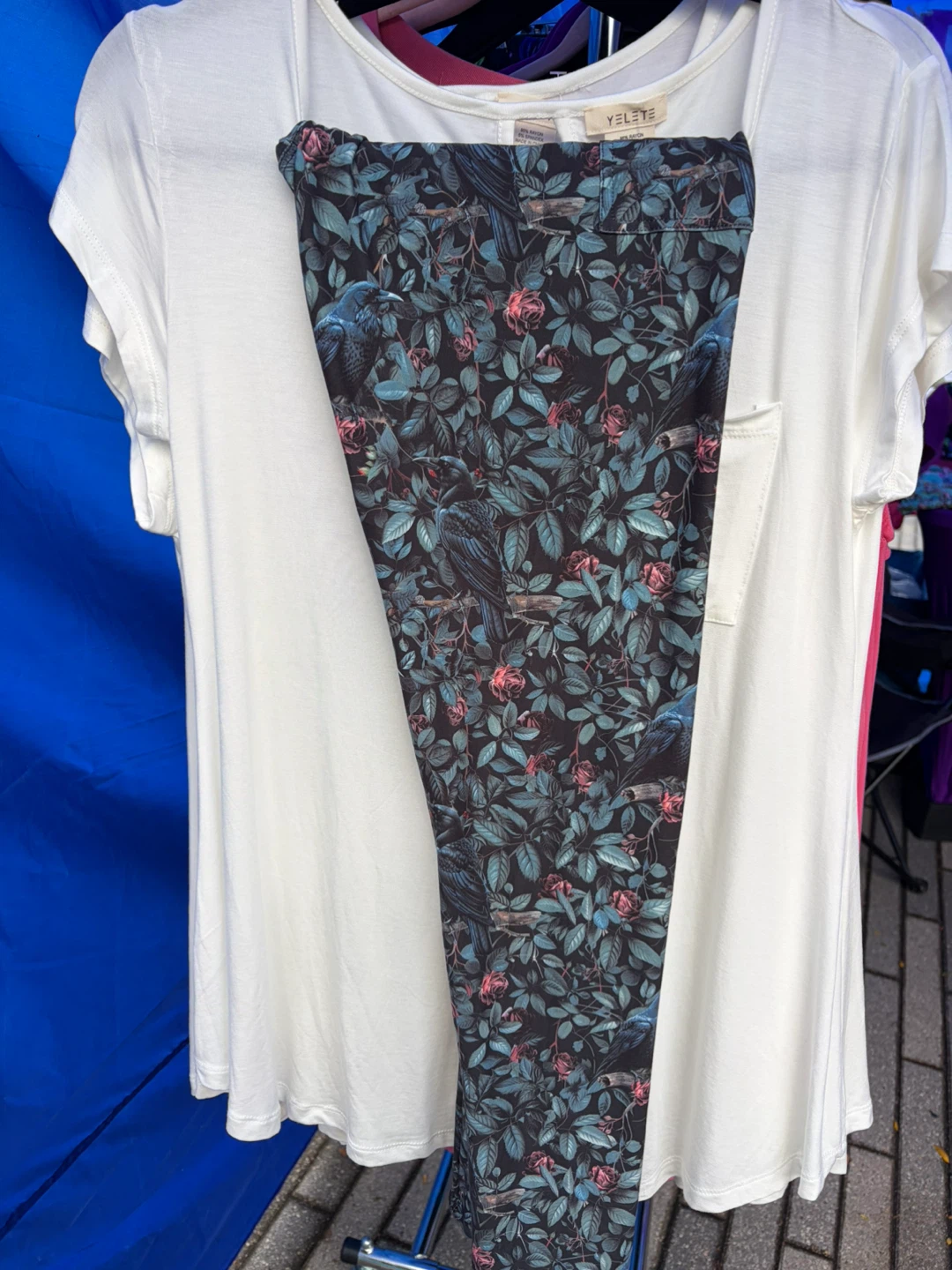 Black Crow & Rose Print Leggings w/Pockets - photo 2