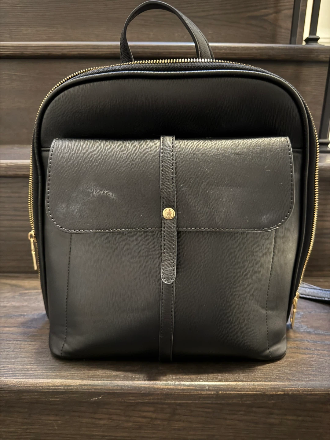 Mizztique Black Faux Leather Backpack