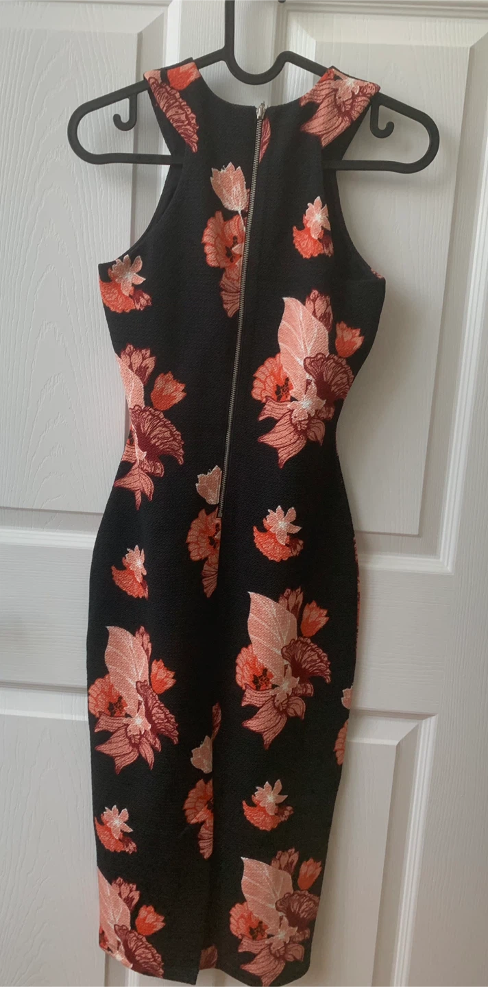 H&M Black floral halter neck midi dress - photo 2