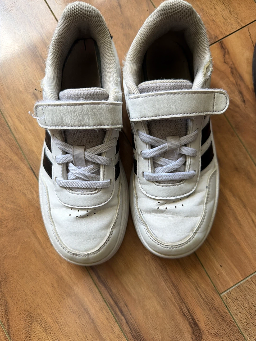 Free Adidas Kids White Black Striped Sneakers