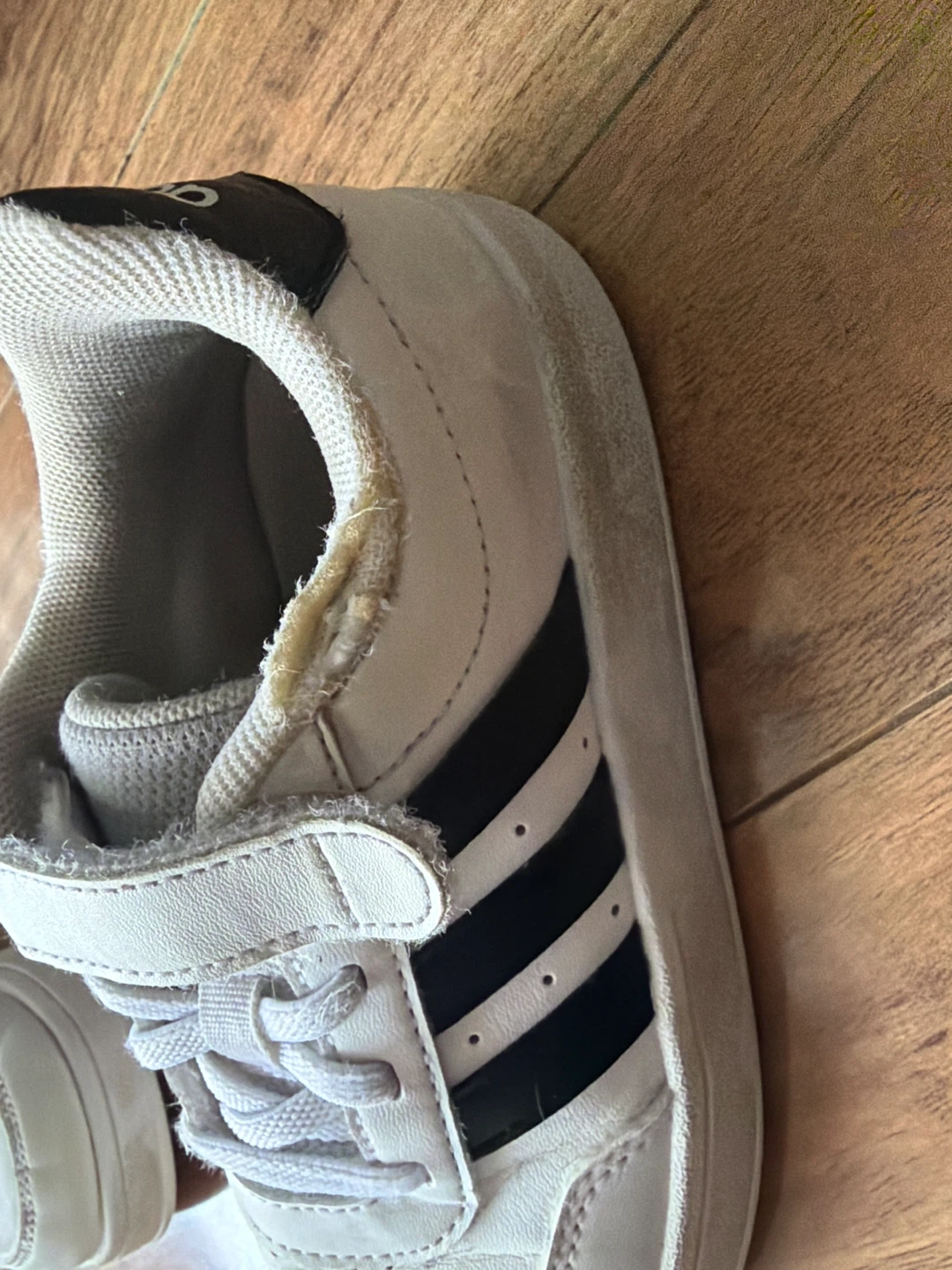 Free Adidas Kids White Black Striped Sneakers - photo 3