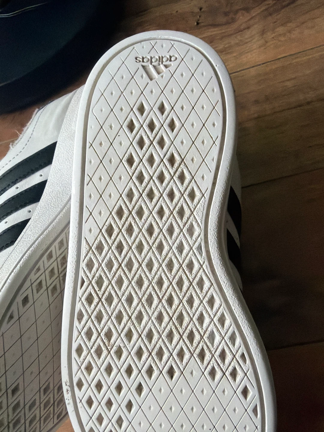 Free Adidas Kids White Black Striped Sneakers - photo 5