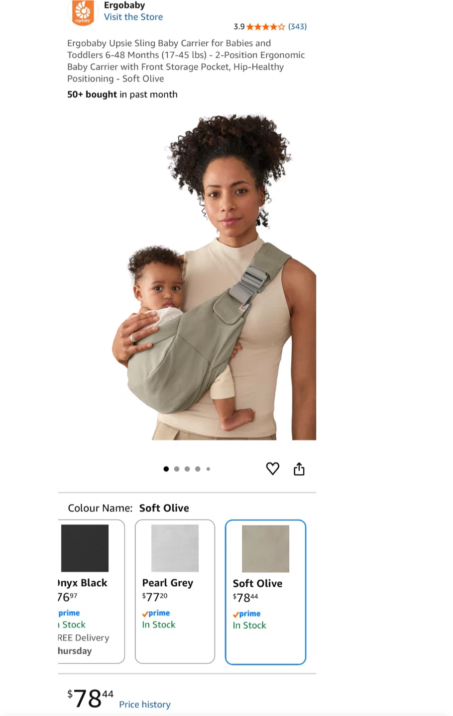 Ergobaby Upsie Sling Baby Carrier - Soft Olive